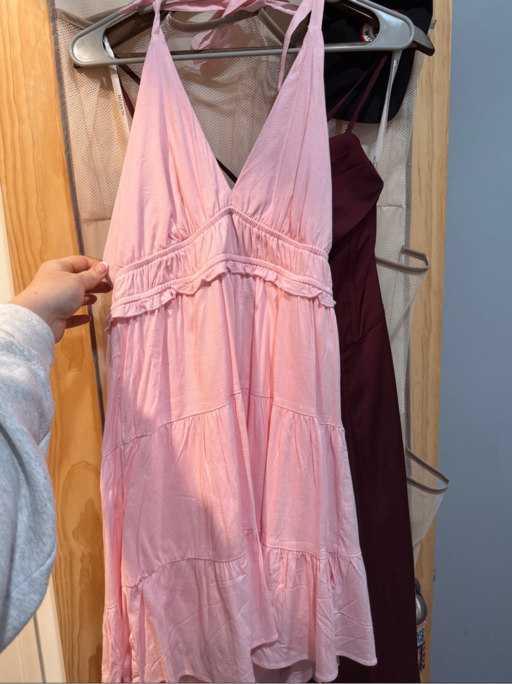 Moa Moa Light Pink Halter Tiered Mini Dress